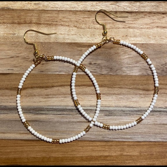 Handmade Beaded Hoop Earrings - Picture 1 of 1